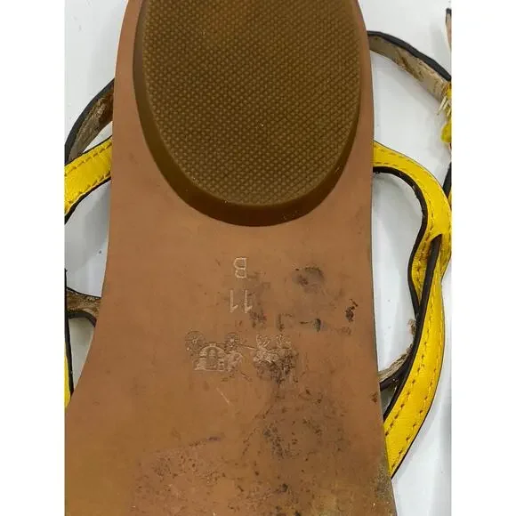 COACH Women's Yellow Thong Round-Toe Camara Ankle Strap Flat Sandals SZ 11 - Picture 6 of 8